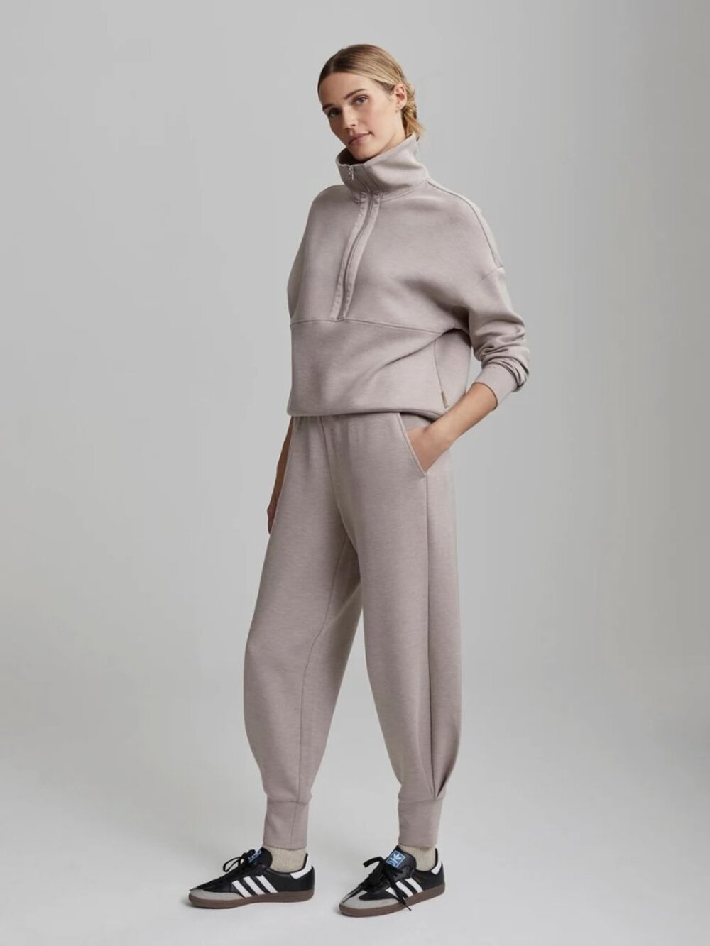 Varley The Relaxed Pant 25" in Taupe Marl, Size Small